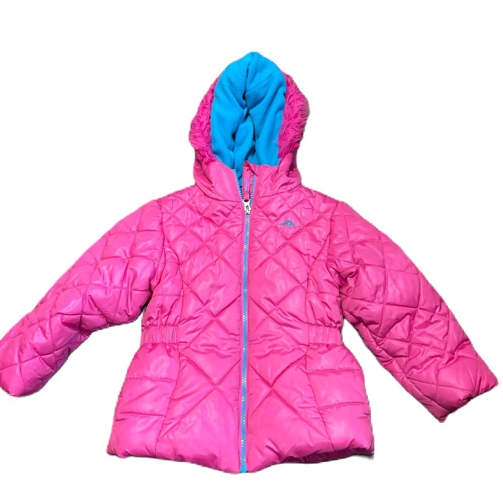 Pacific Trail Pink Blue Kids Puffer Jacket Quilted 4T Fleece Lined